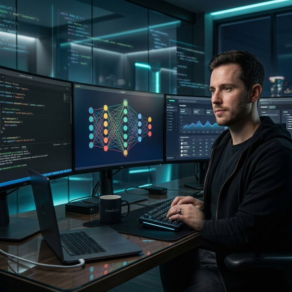 Backend development, database, API and web application setup illustration