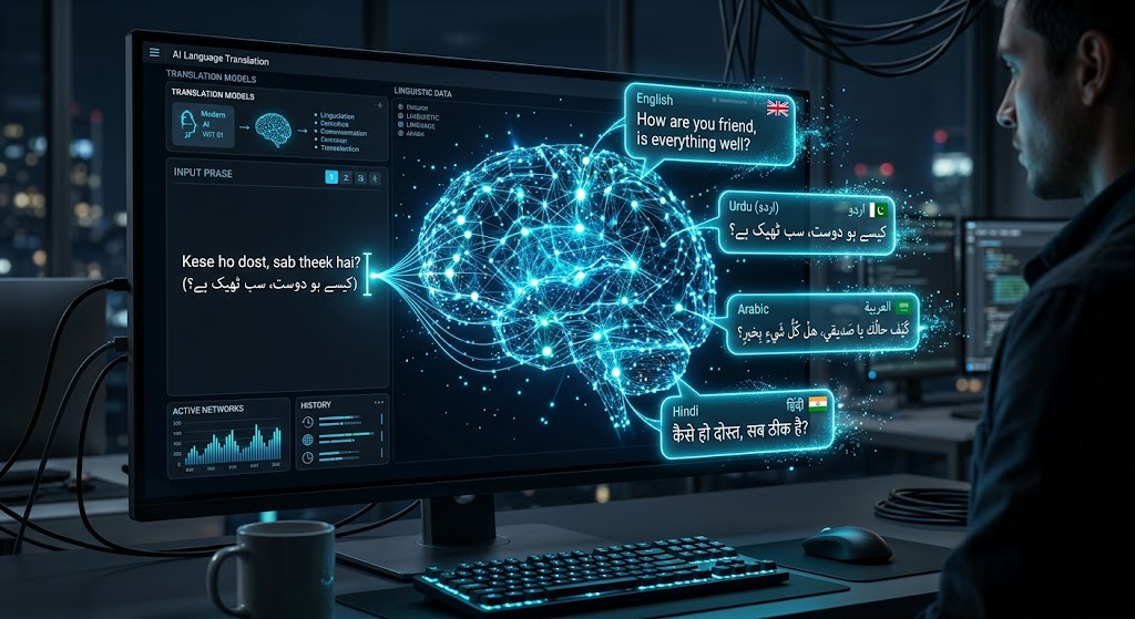 AI Roman Urdu translator web application